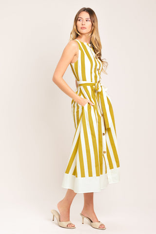 SUNSHINE STRIPE WOVEN MIDI DRESS - Glamourous Grace