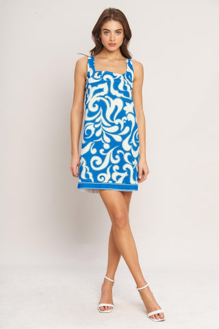 AZURE SWIRL WOVEN MINI DRESS - Glamourous Grace