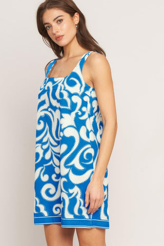 AZURE SWIRL WOVEN MINI DRESS - Glamourous Grace