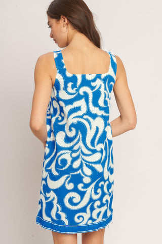 AZURE SWIRL WOVEN MINI DRESS - Glamourous Grace