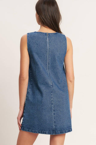 ARTISAN-INSPIRED DENIM MINI SHIFT DRESS - Glamourous Grace