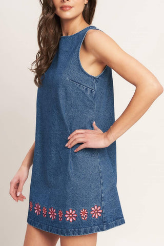 ARTISAN-INSPIRED DENIM MINI SHIFT DRESS - Glamourous Grace