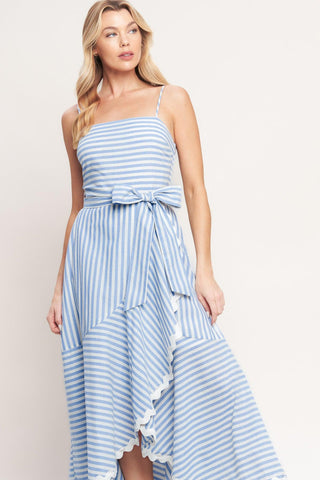 TIED TO YOU STRIPED WOVEN MIDI DRESS - Glamourous Grace