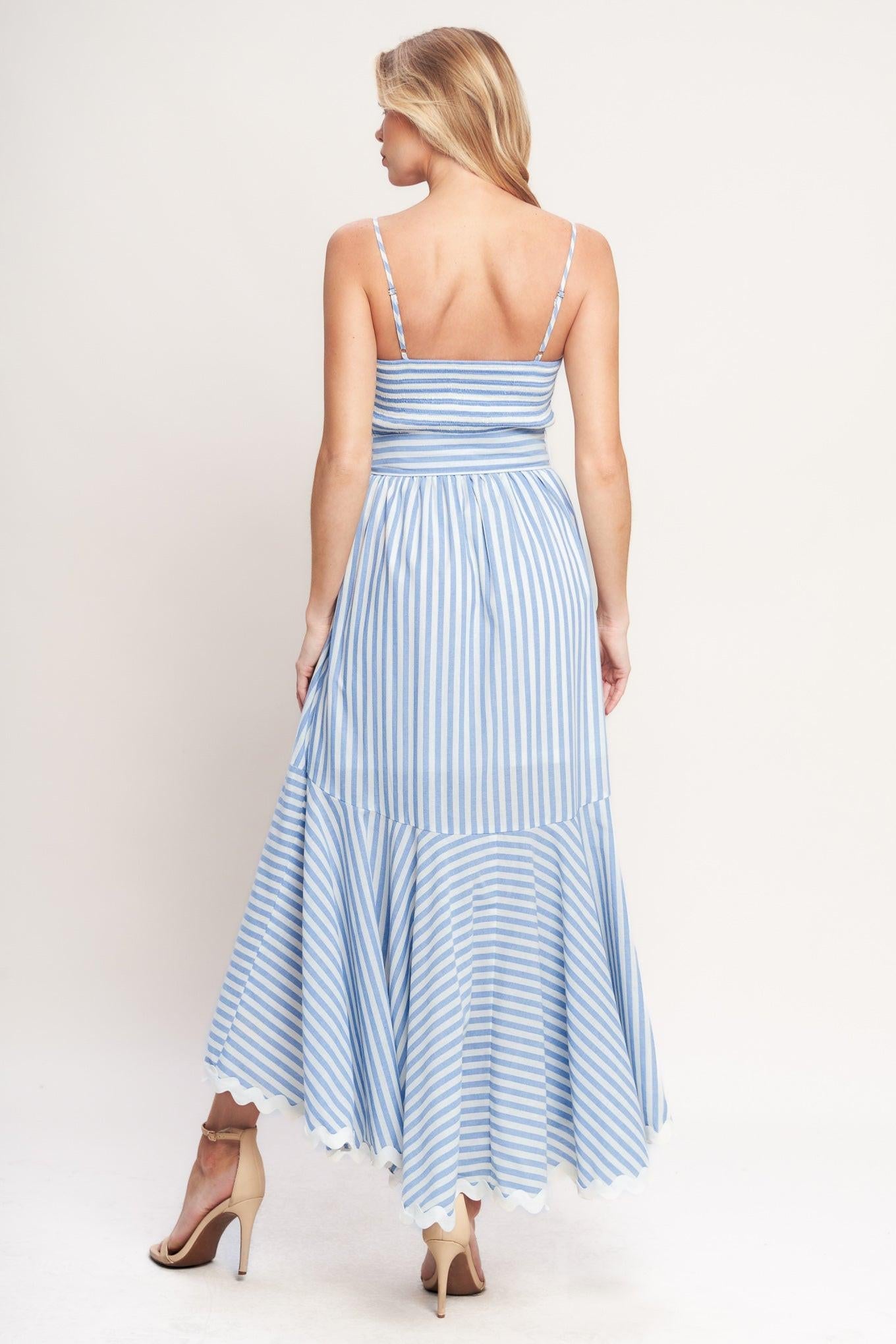 TIED TO YOU STRIPED WOVEN MIDI DRESS - Glamourous Grace