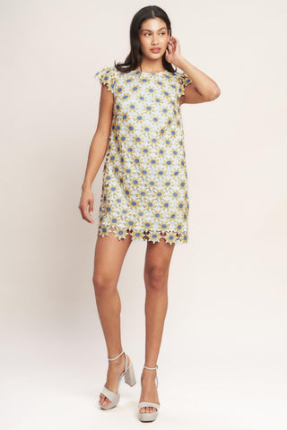 LITTLE RAY OF JOY WOVEN LACE MINI SHIFT DRESS - Glamourous Grace
