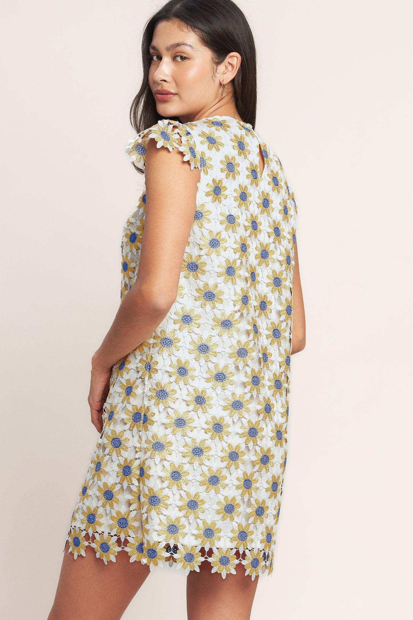 LITTLE RAY OF JOY WOVEN LACE MINI SHIFT DRESS - Glamourous Grace