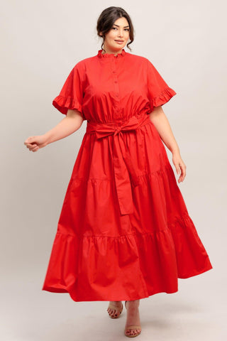 FEELS LIKE A COMPLIMENT WOVEN MIDI DRESS - Glamourous Grace
