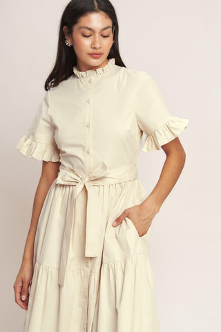 FEELS LIKE A COMPLIMENT WOVEN MIDI DRESS - Glamourous Grace