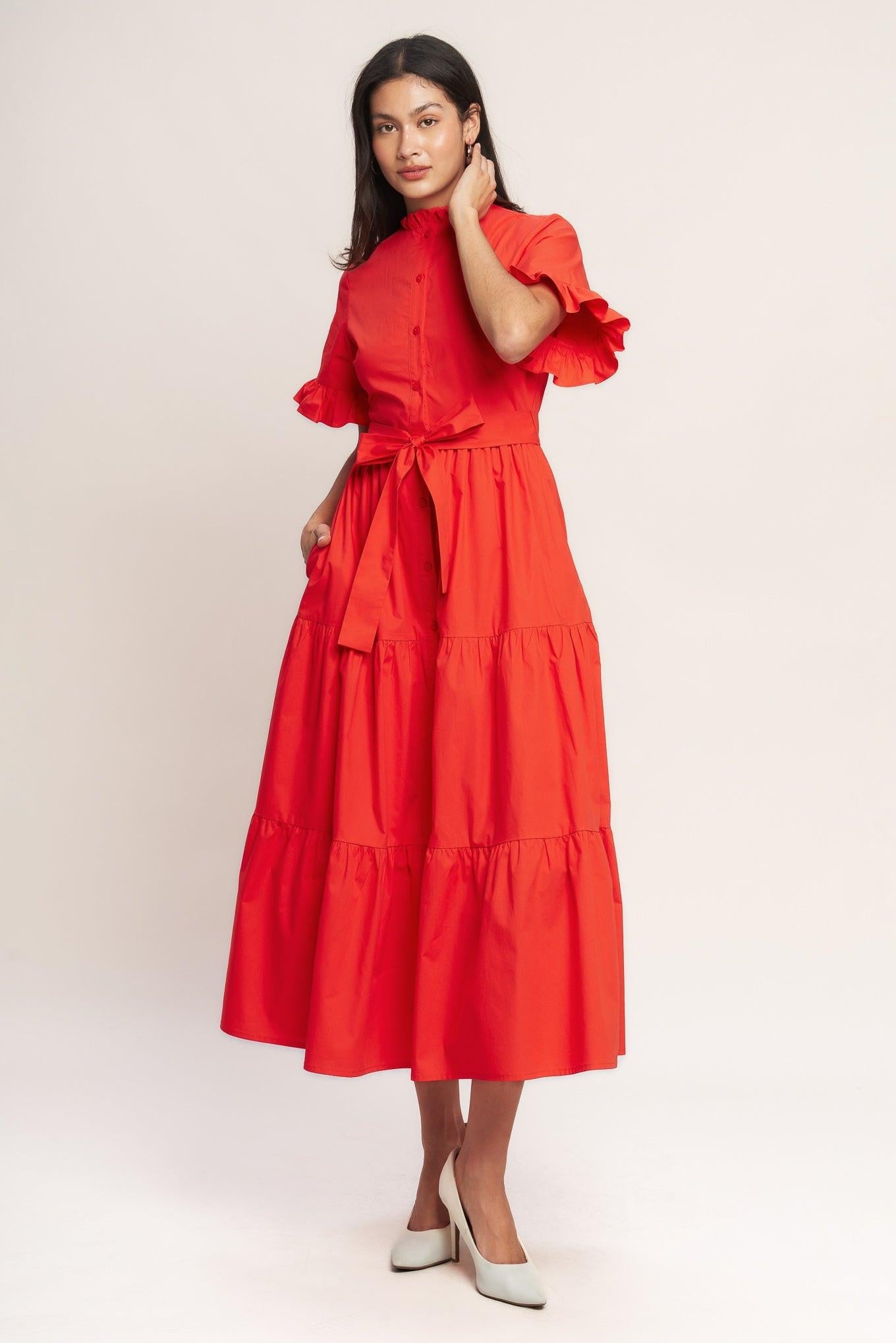FEELS LIKE A COMPLIMENT WOVEN MIDI DRESS - Glamourous Grace
