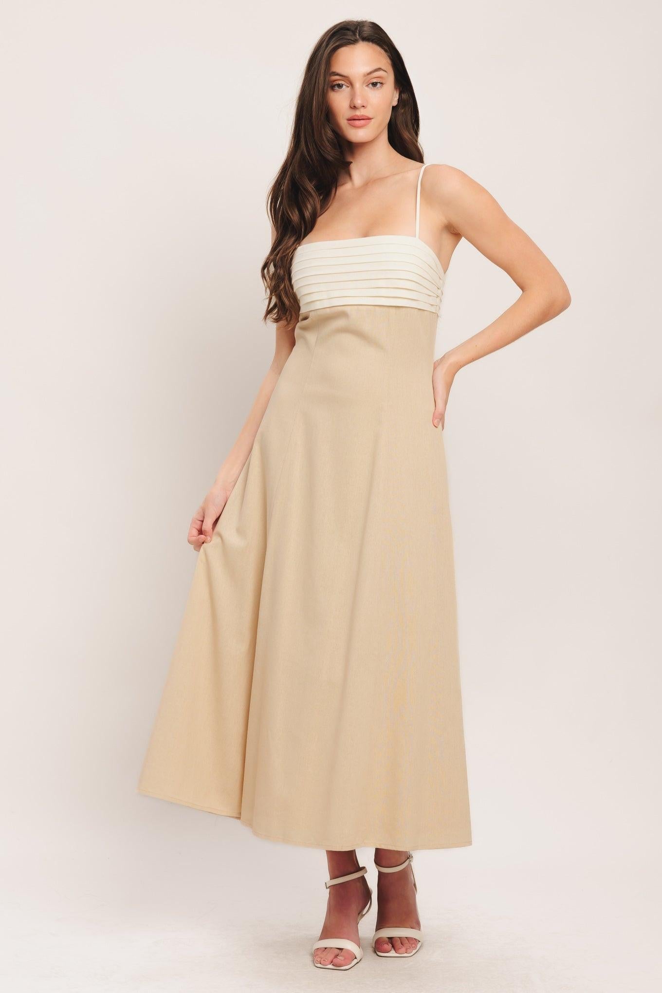 QUIET LUXE MOMENT WOVEN MIDI DRESS - Glamourous Grace