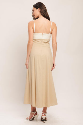 QUIET LUXE MOMENT WOVEN MIDI DRESS - Glamourous Grace