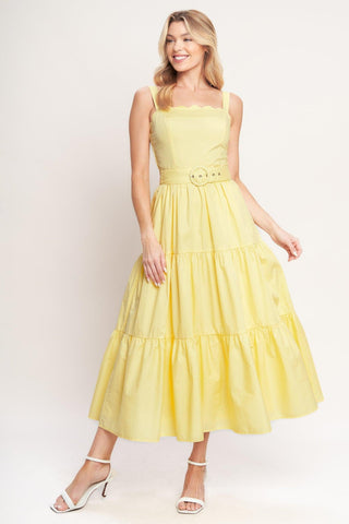 SUNSHINE SERENADE WOVEN MIDI DRESS - Glamourous Grace
