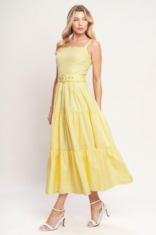 SUNSHINE SERENADE WOVEN MIDI DRESS - Glamourous Grace
