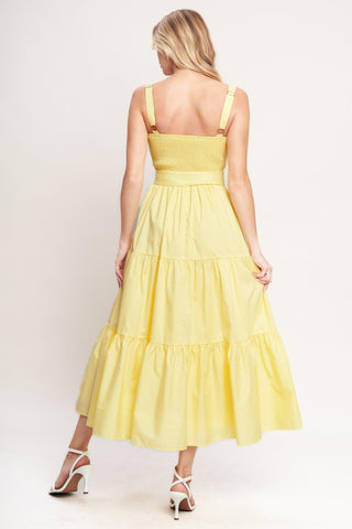 SUNSHINE SERENADE WOVEN MIDI DRESS - Glamourous Grace