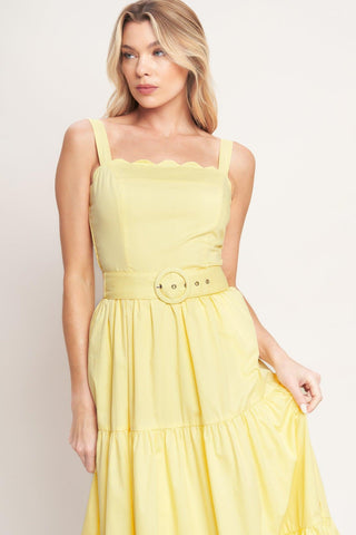 SUNSHINE SERENADE WOVEN MIDI DRESS - Glamourous Grace