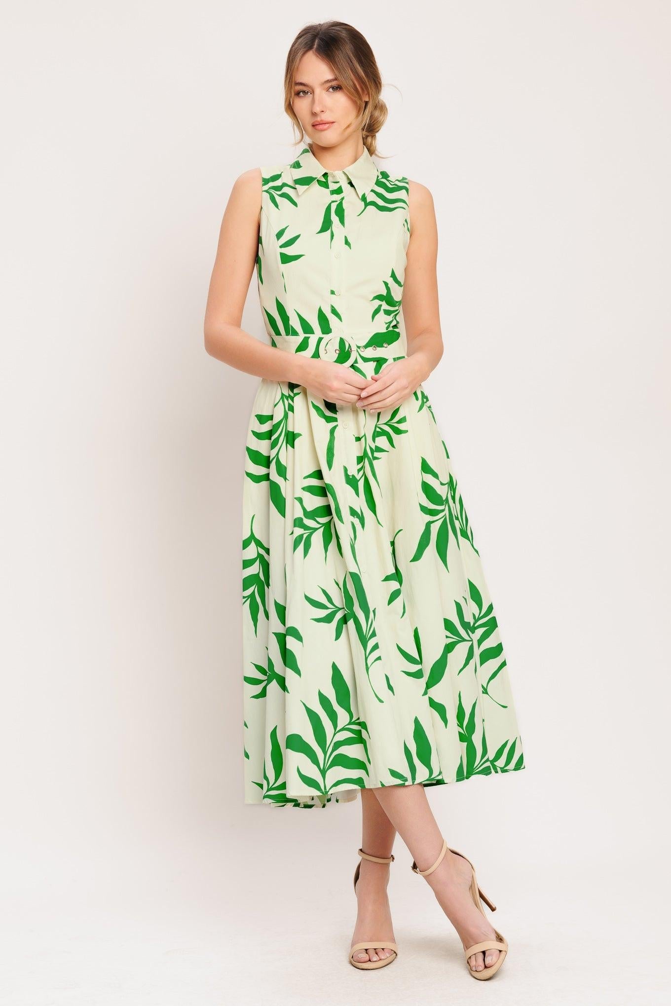 GREEN DAYDREAM WOVEN MIDI DRESS - Glamourous Grace