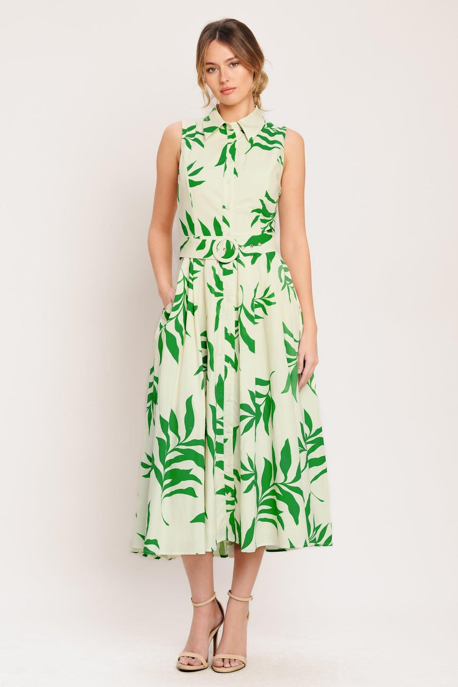 GREEN DAYDREAM WOVEN MIDI DRESS - Glamourous Grace