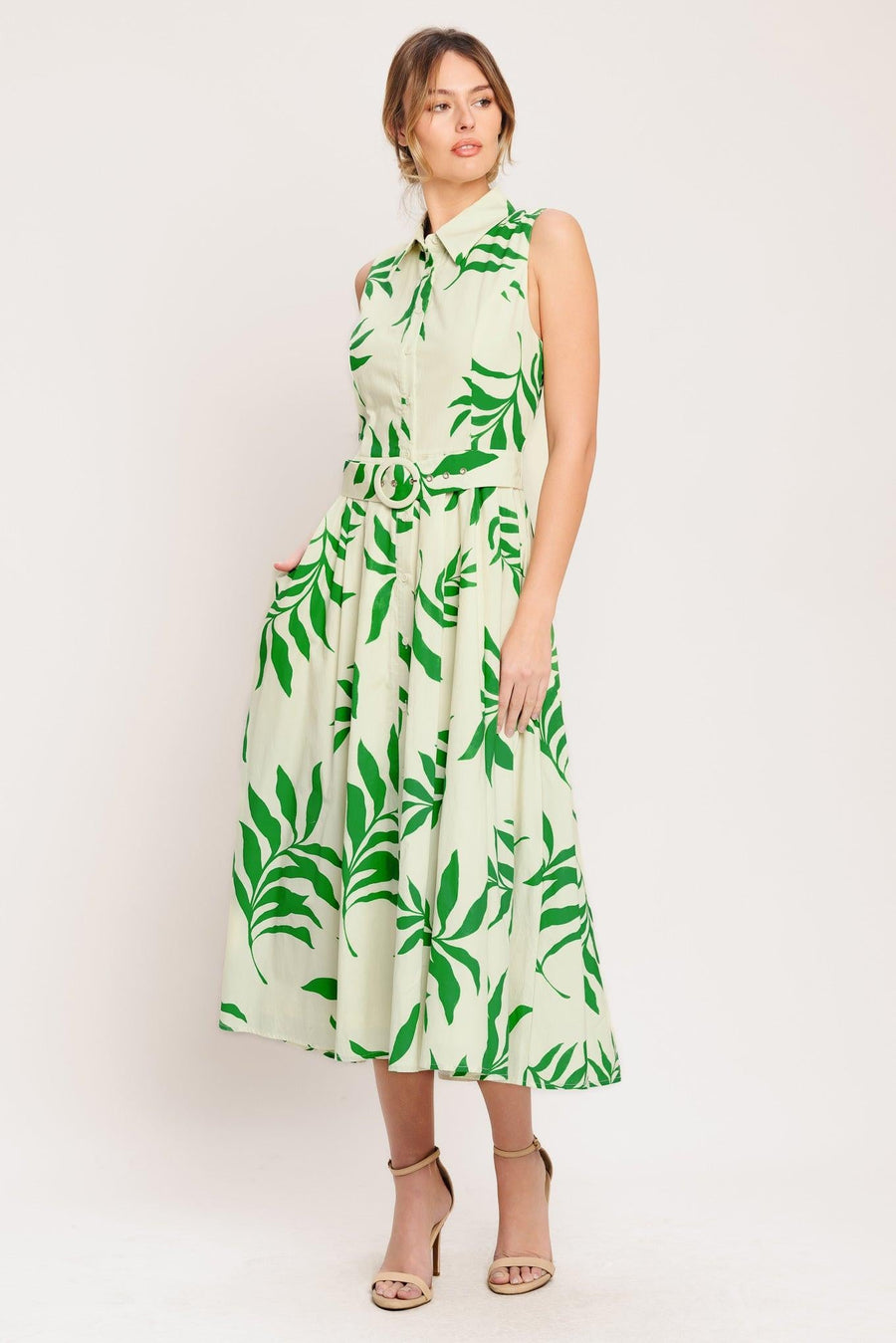 GREEN DAYDREAM WOVEN MIDI DRESS - Glamourous Grace
