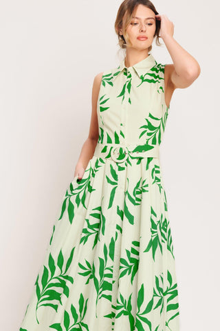 GREEN DAYDREAM WOVEN MIDI DRESS - Glamourous Grace