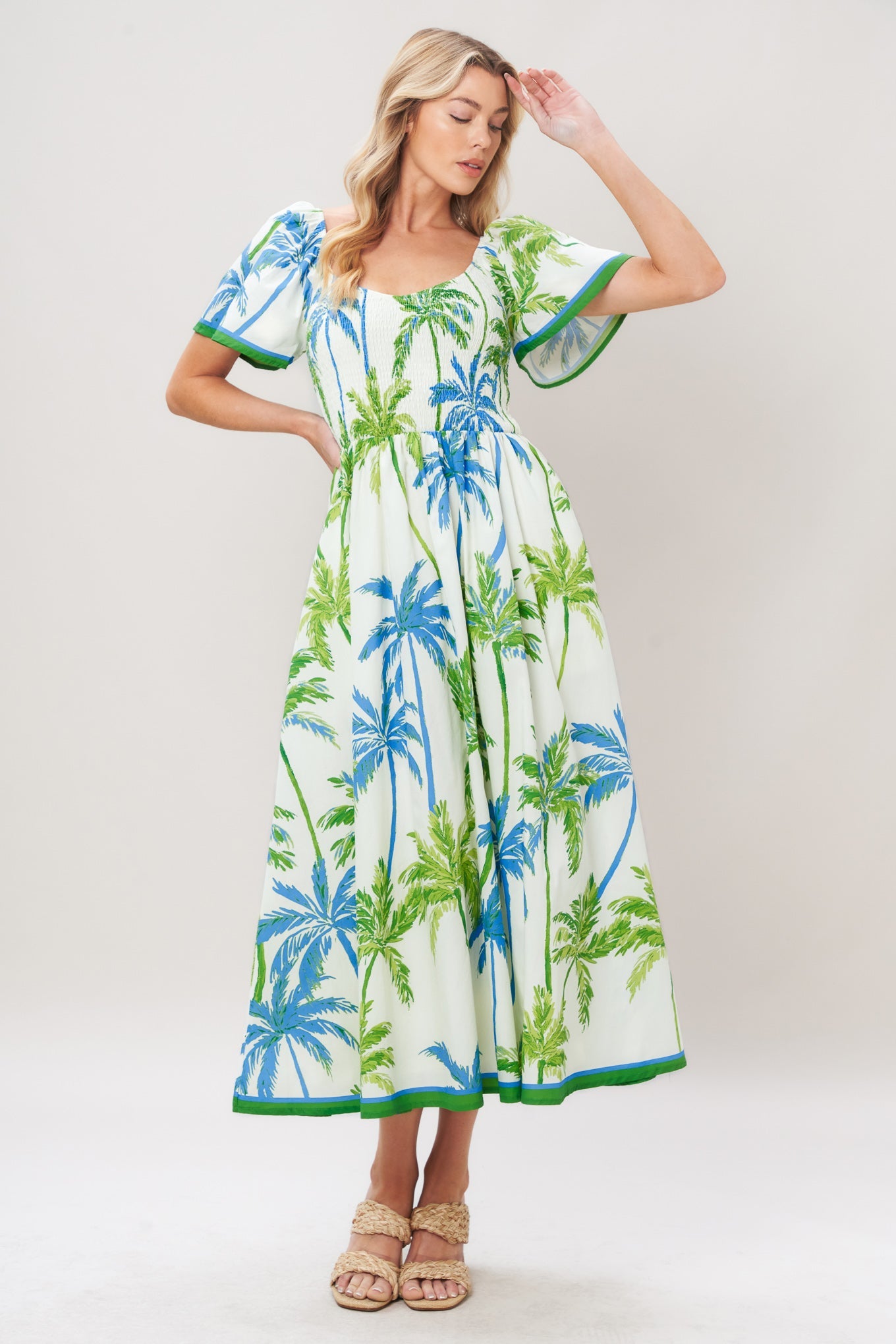 PALM ESCAPADE WOVEN MIDI DRESS - Glamourous Grace