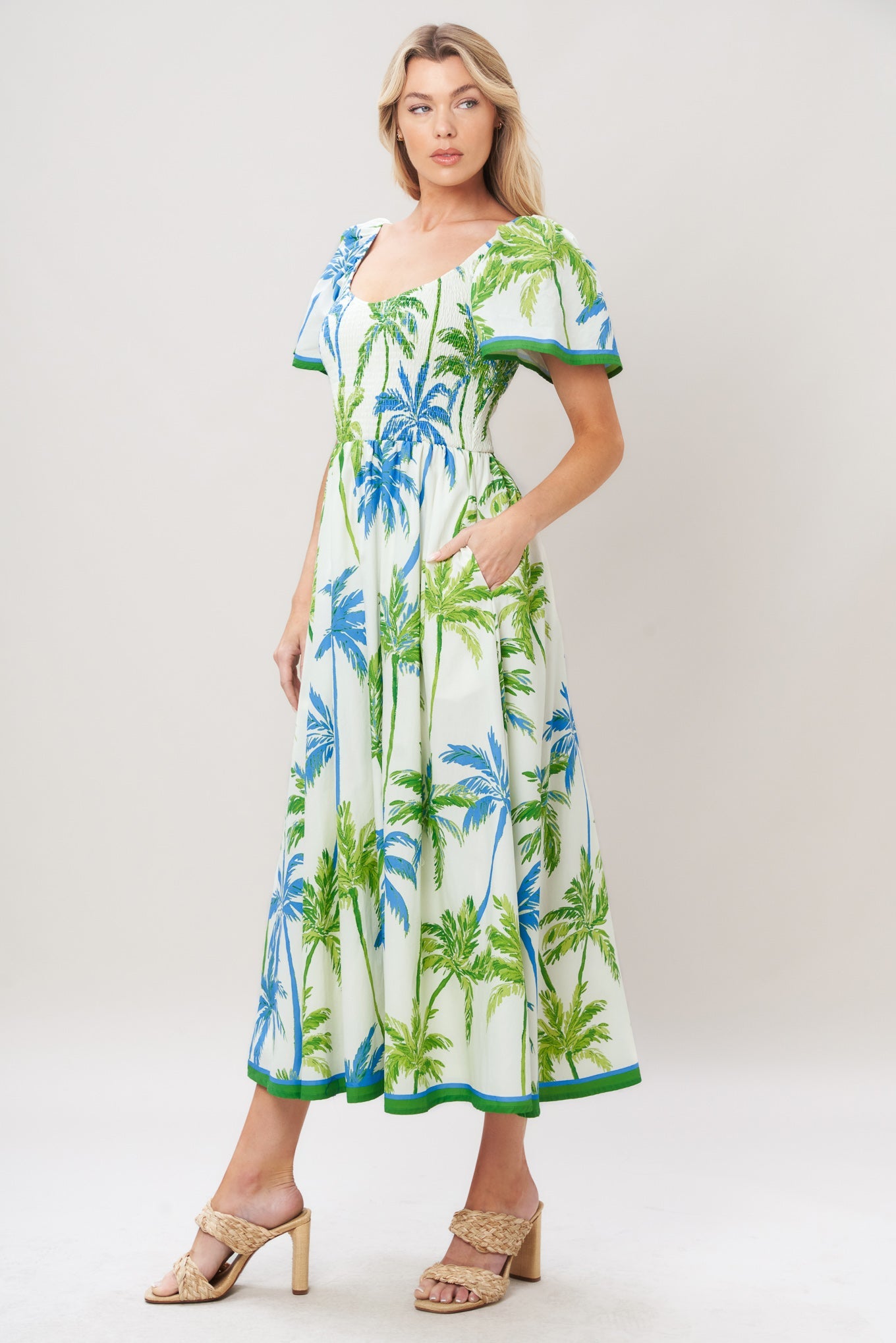 PALM ESCAPADE WOVEN MIDI DRESS - Glamourous Grace
