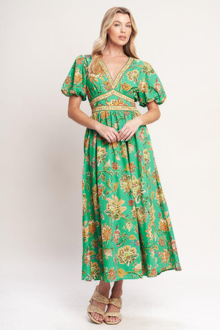 TROPICAL STATE OF HEART WOVEN MIDI DRESS - Glamourous Grace