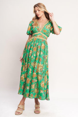 TROPICAL STATE OF HEART WOVEN MIDI DRESS - Glamourous Grace