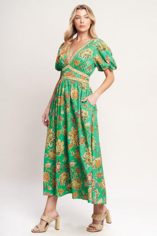 TROPICAL STATE OF HEART WOVEN MIDI DRESS - Glamourous Grace