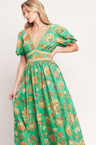 TROPICAL STATE OF HEART WOVEN MIDI DRESS - Glamourous Grace