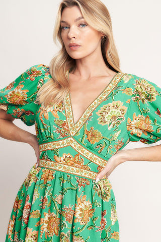 TROPICAL STATE OF HEART WOVEN MIDI DRESS - Glamourous Grace