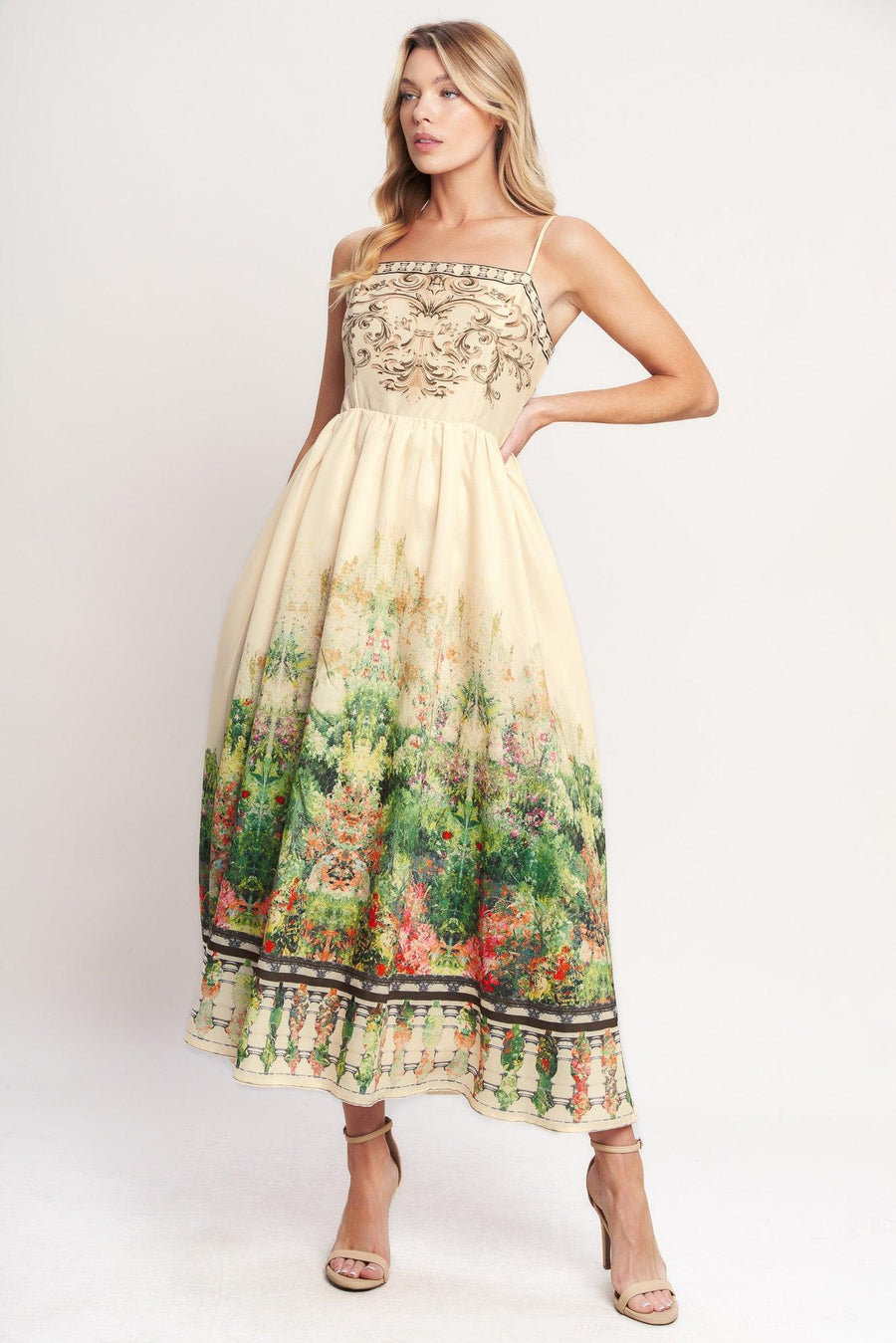HEIRLOOM BORDER WOVEN MIDI DRESS - Glamourous Grace