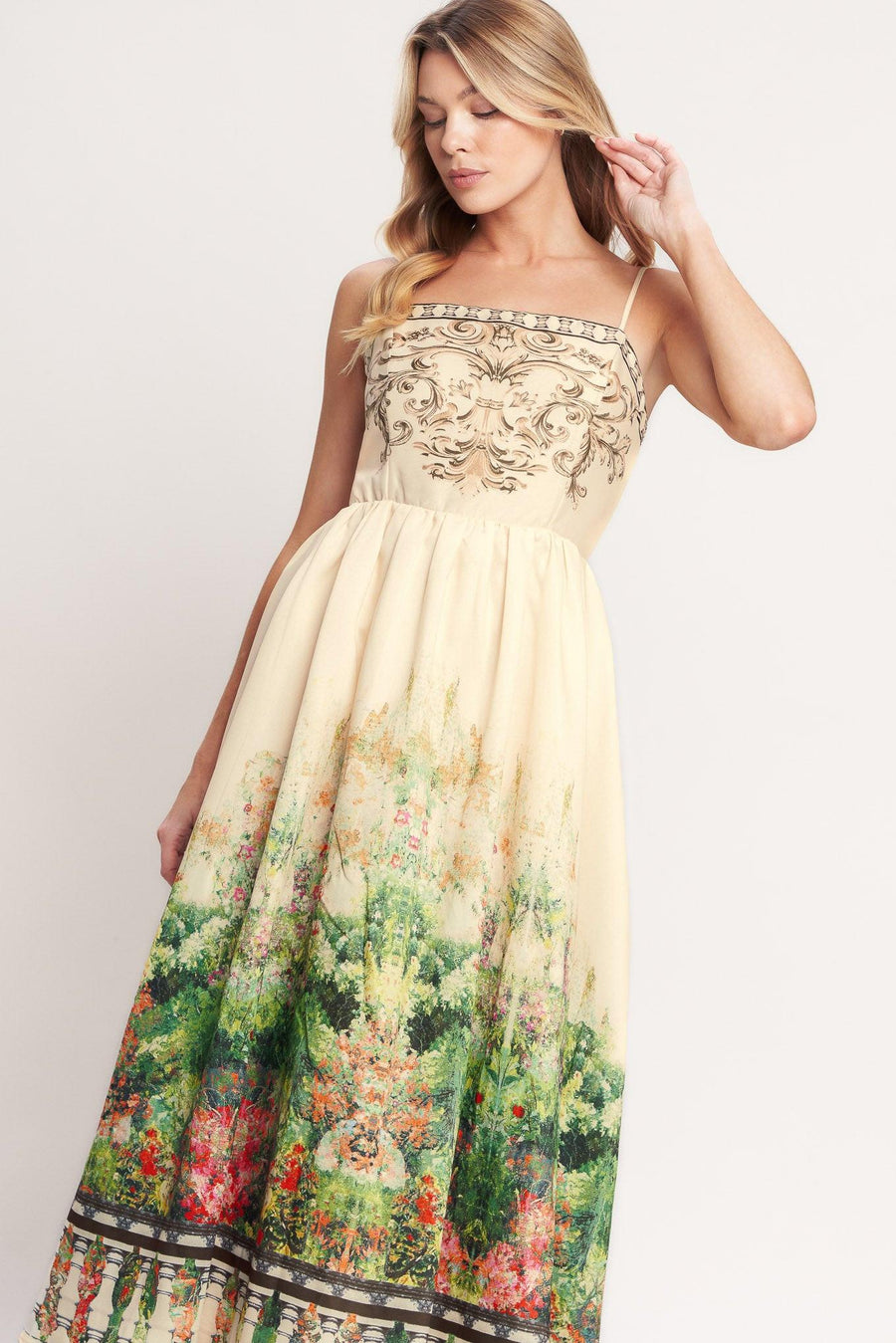 HEIRLOOM BORDER WOVEN MIDI DRESS - Glamourous Grace
