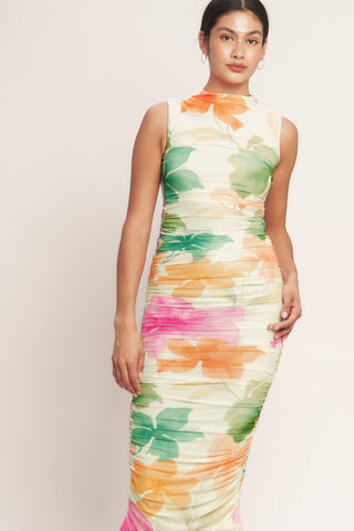 COLORFUL CONFIDENCE POWER MESH MIDI DRESS - Glamourous Grace