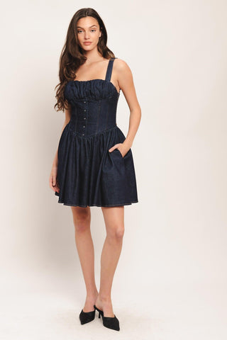 MODERN INDIGO DENIM MINI DRESS - Glamourous Grace