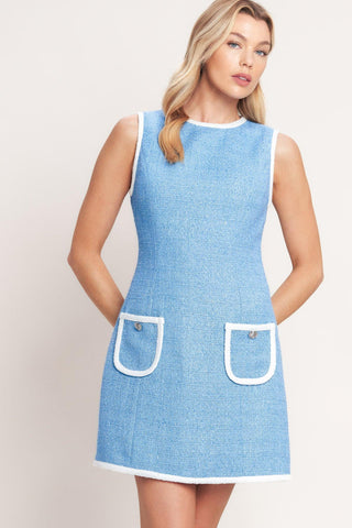 BLUE SKIES AND DAYDREAMS WOVEN MINI DRESS - Glamourous Grace
