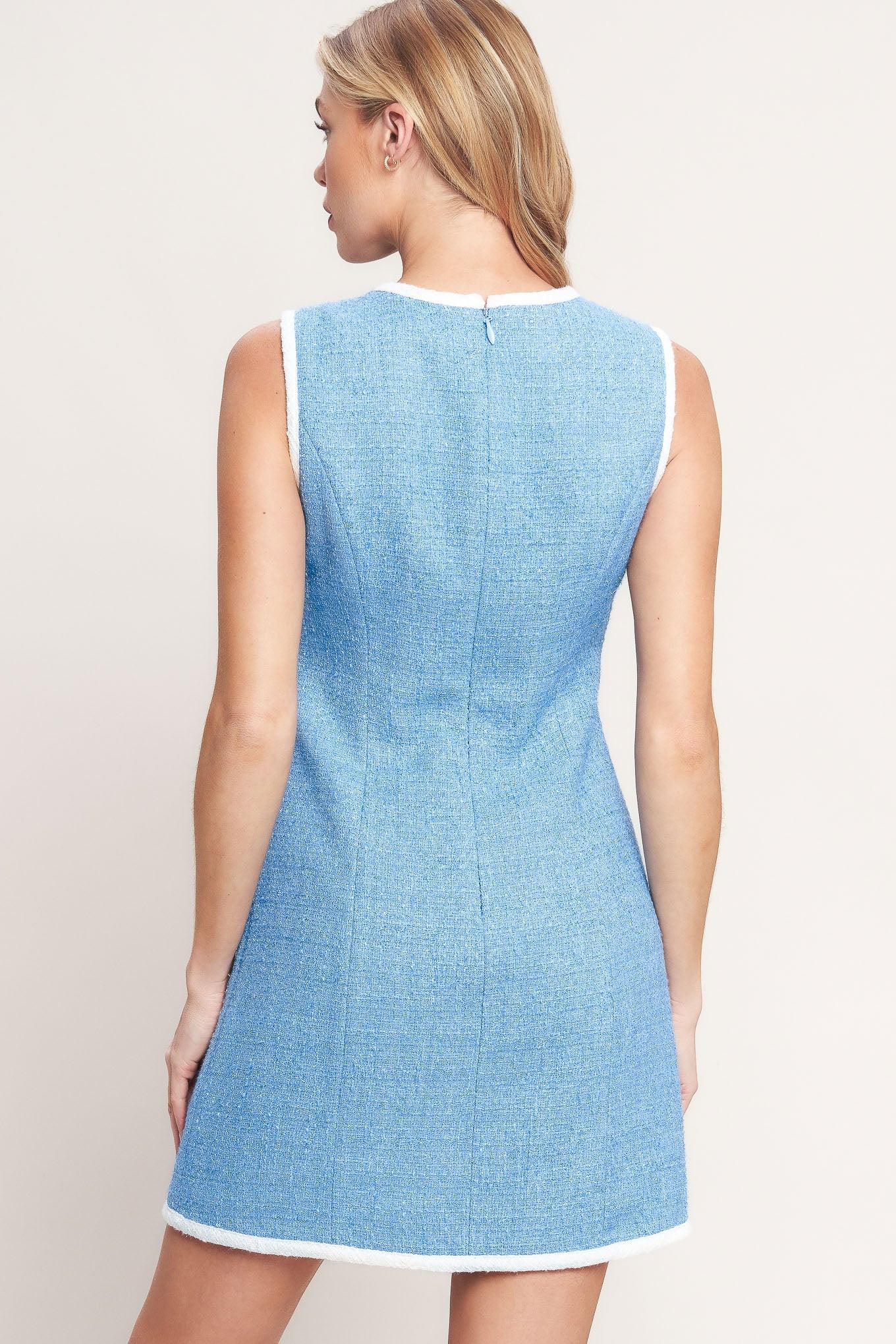 BLUE SKIES AND DAYDREAMS WOVEN MINI DRESS - Glamourous Grace