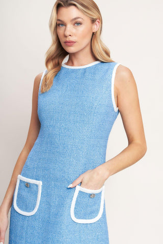BLUE SKIES AND DAYDREAMS WOVEN MINI DRESS - Glamourous Grace