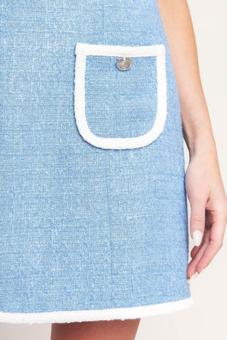 BLUE SKIES AND DAYDREAMS WOVEN MINI DRESS - Glamourous Grace