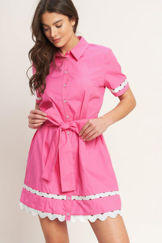 WEEKEND PREPPY LOOK WOVEN MINI DRESS - Glamourous Grace