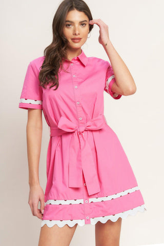 WEEKEND PREPPY LOOK WOVEN MINI DRESS - Glamourous Grace