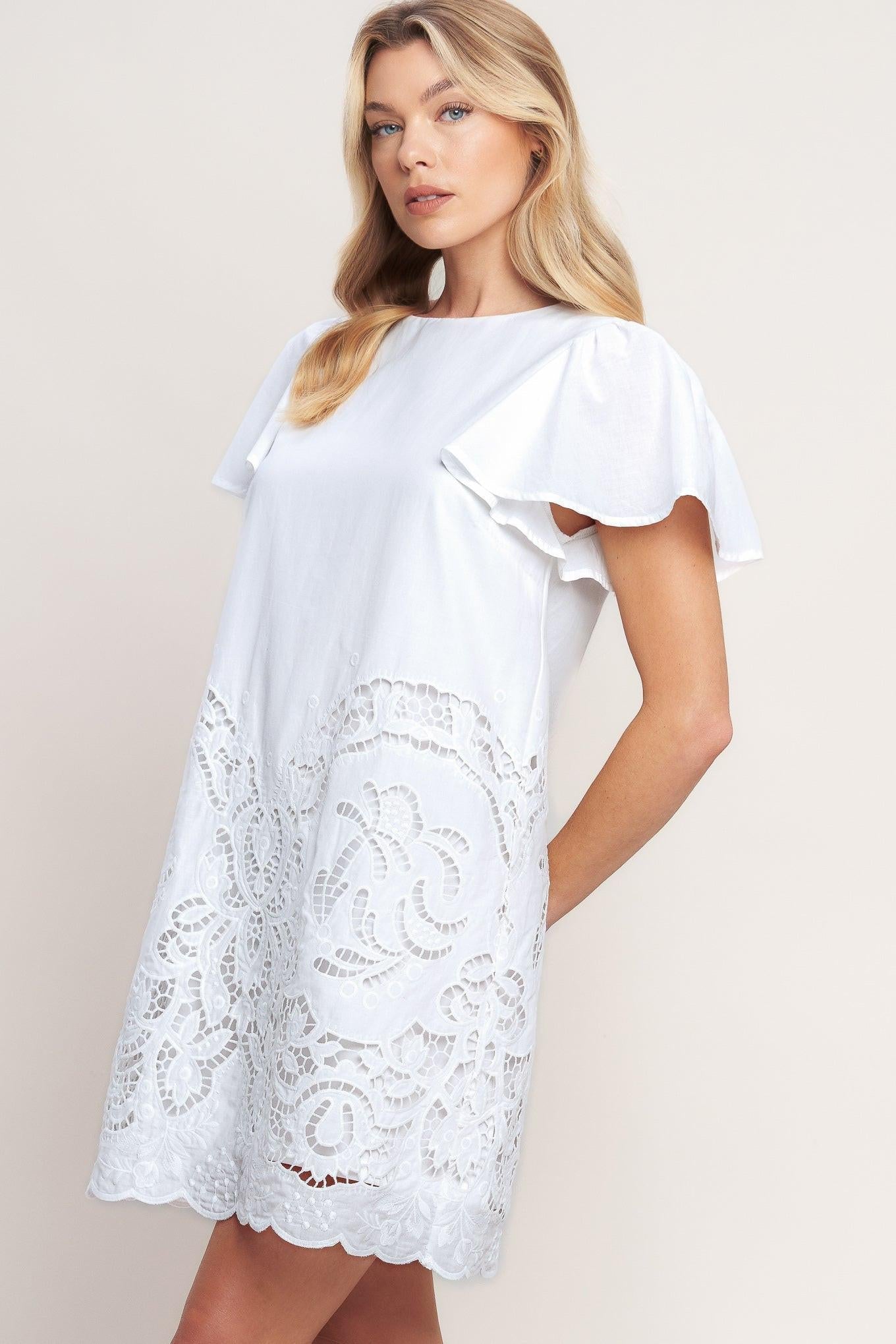 ALL THE RIGHT REASONS WOVEN EYELET DRESS - Glamourous Grace