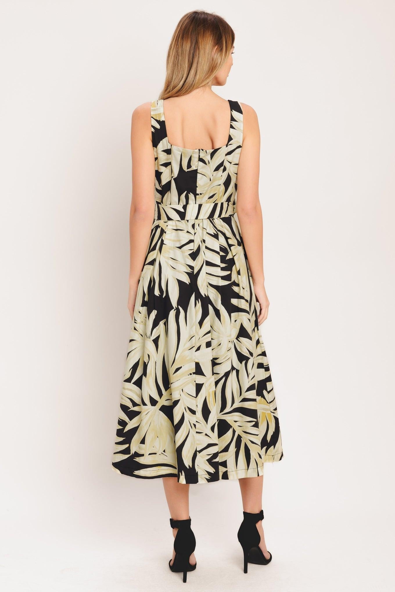 MONO LEAF STATEMENT WOVEN MIDI DRESS - Glamourous Grace