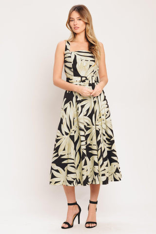 MONO LEAF STATEMENT WOVEN MIDI DRESS - Glamourous Grace