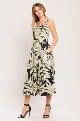 MONO LEAF STATEMENT WOVEN MIDI DRESS - Glamourous Grace