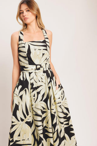 MONO LEAF STATEMENT WOVEN MIDI DRESS - Glamourous Grace