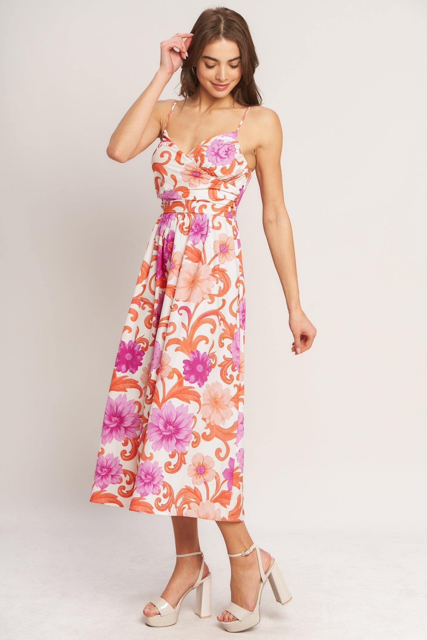 VACAY BLOOM WOVEN MIDI DRESS - Glamourous Grace