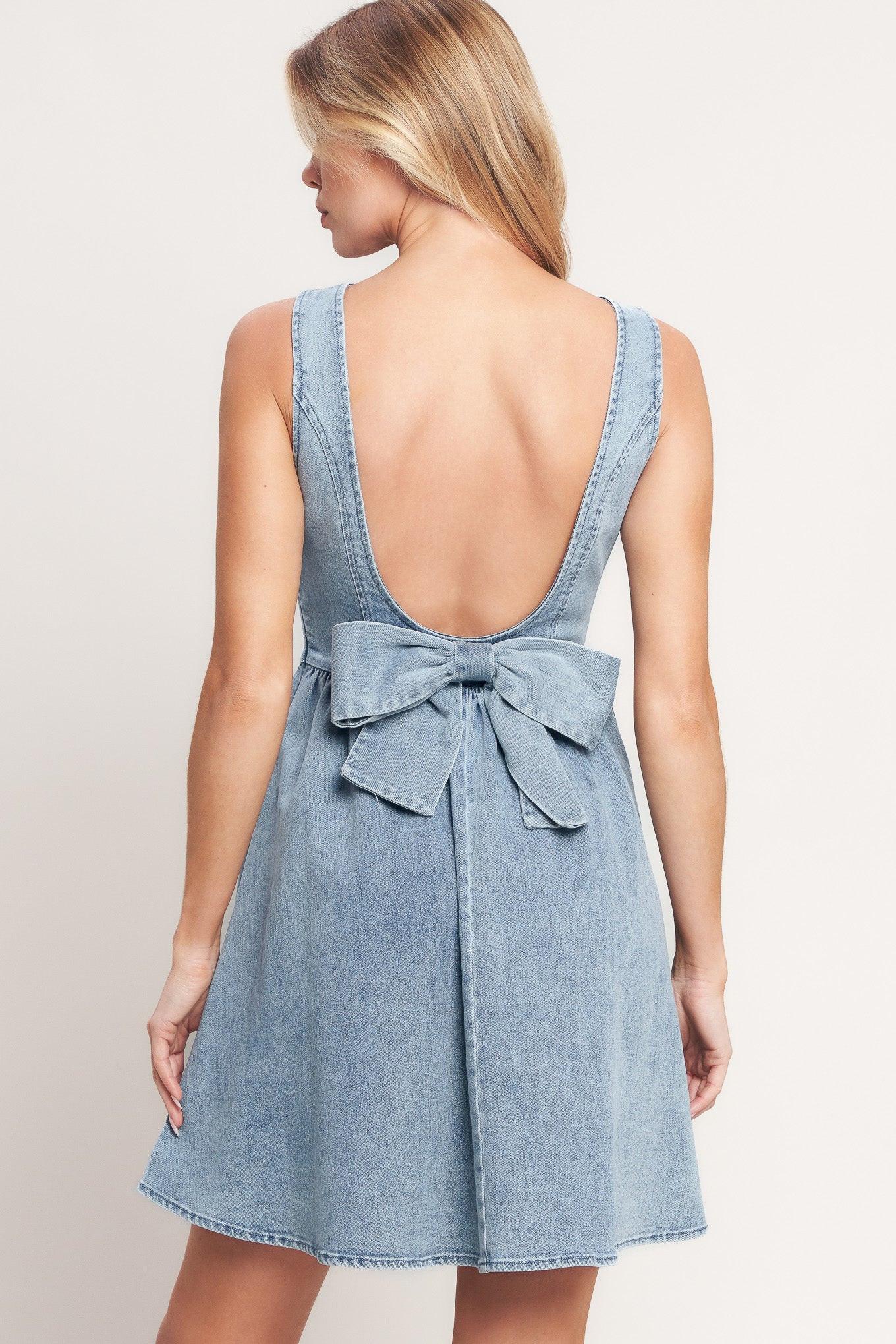 CASUAL POLISHED DENIM MINI DRESS - Glamourous Grace