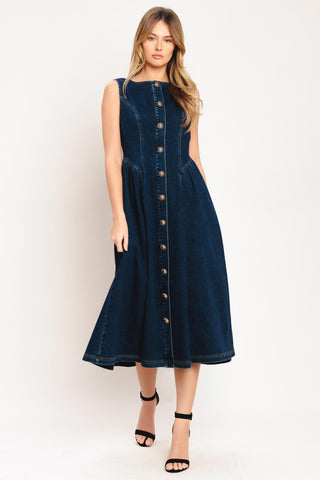 EFFORTLESS POLISH DENIM MIDI DRESS - Glamourous Grace