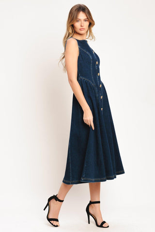 EFFORTLESS POLISH DENIM MIDI DRESS - Glamourous Grace