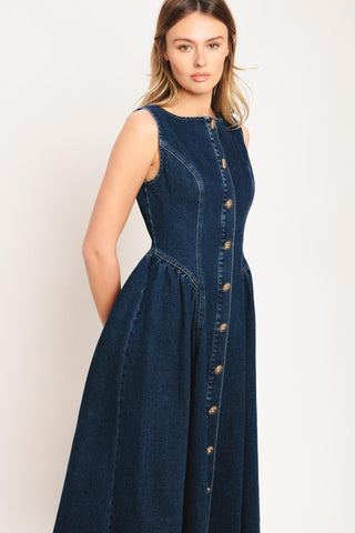 EFFORTLESS POLISH DENIM MIDI DRESS - Glamourous Grace